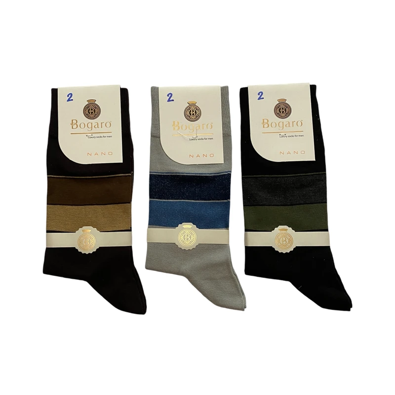 جوراب ساق بلند مردانه بوگارو مدل نانو مجموعه 3 عددی
