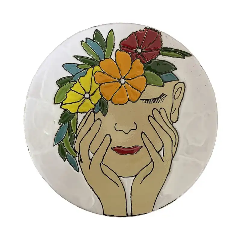 بشقاب میناکاری سفالی مدل چهره