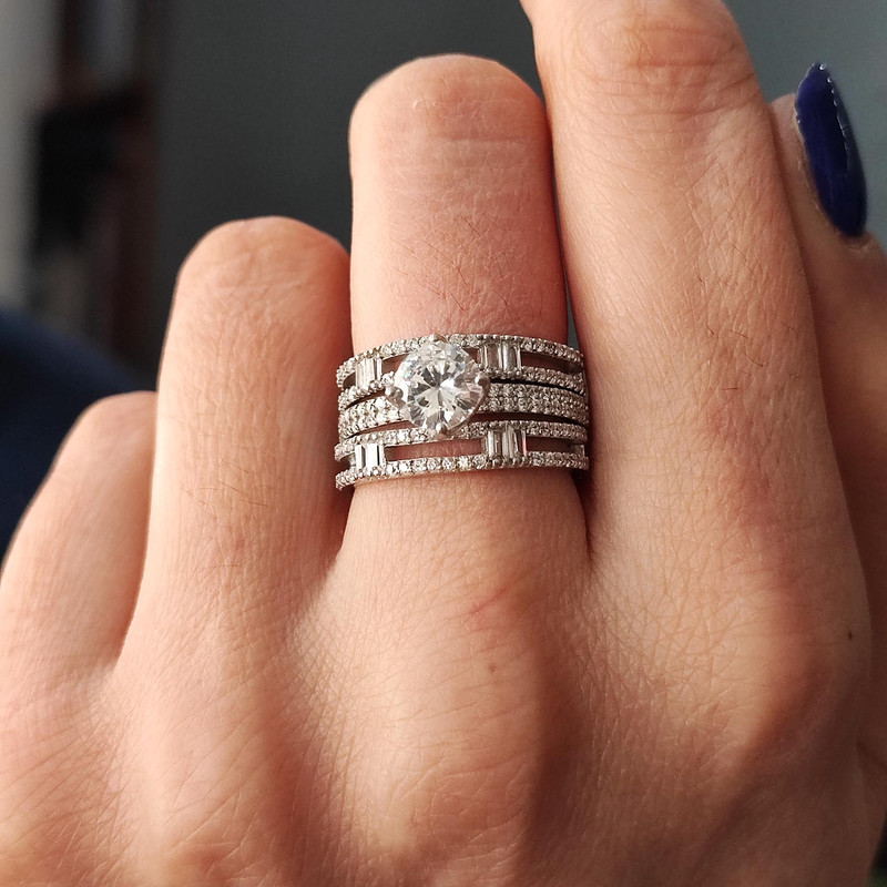 ست حلقه و پشت حلقه نقره زنانه مدل JW5063 مجموعه 3 عددی