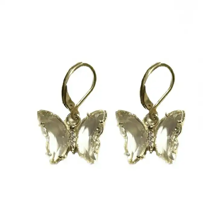گوشواره زنانه مدل پروانه کریستالی