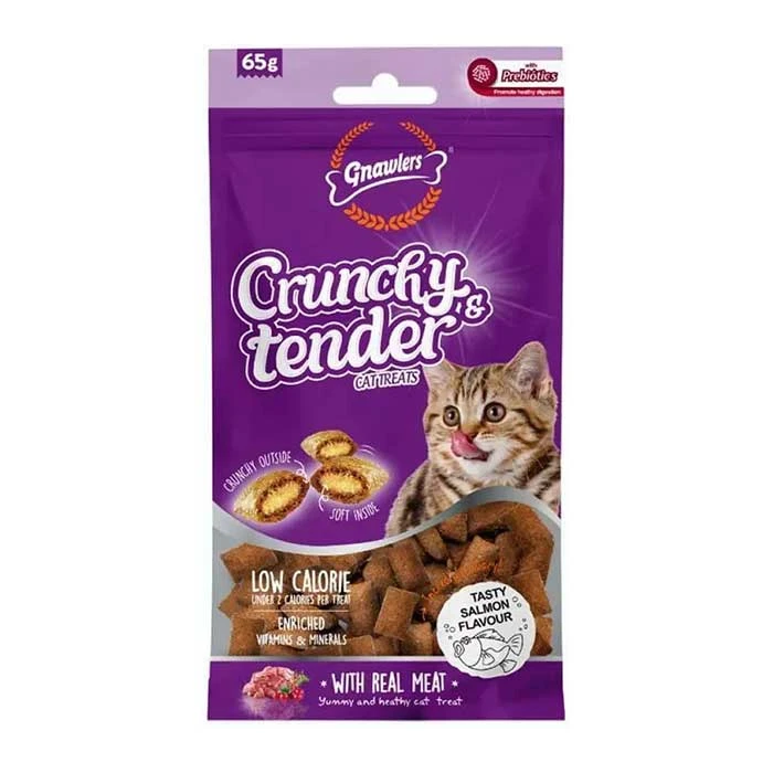 تشویقی گربه گناولرز مدل Crunchy Treat مغزدار طعم ماهی سالمون وزن 65 گرم
