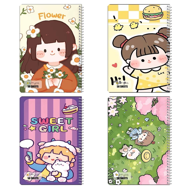 دفتر نقاشي 50 برگ کارنيکا طرح دختر خندون Smiling Girl کد 28623 مجموعه 4 عددی