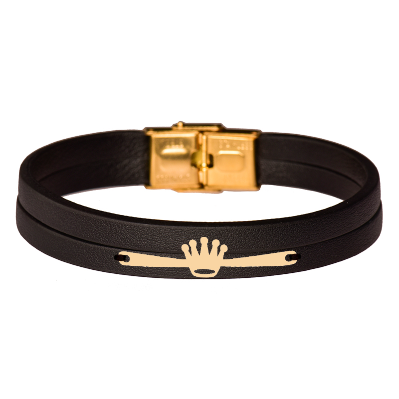 دستبند طلا 18 عیار مردانه کرابو طرح تاج مدل Kr102265