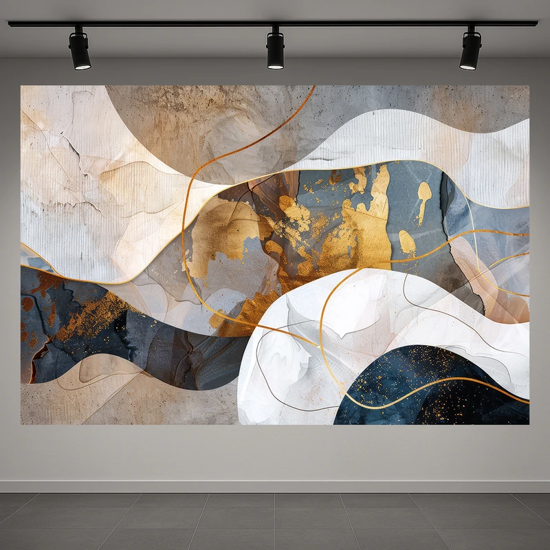 تابلو بوم طرح مرمر مدل رگه های طلایی کد PD1311227