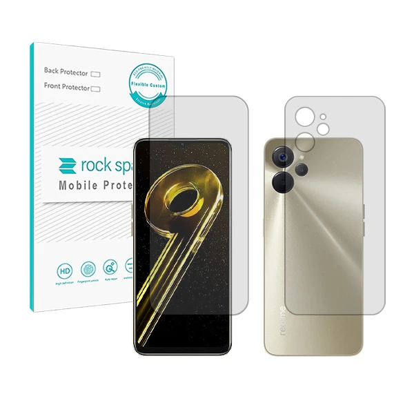 محافظ صفحه نمایش شفاف راک اسپیس مدل HyGEL مناسب برای گوشی موبایل ریلمی 9i 5G به همراه محافظ پشت گوشی