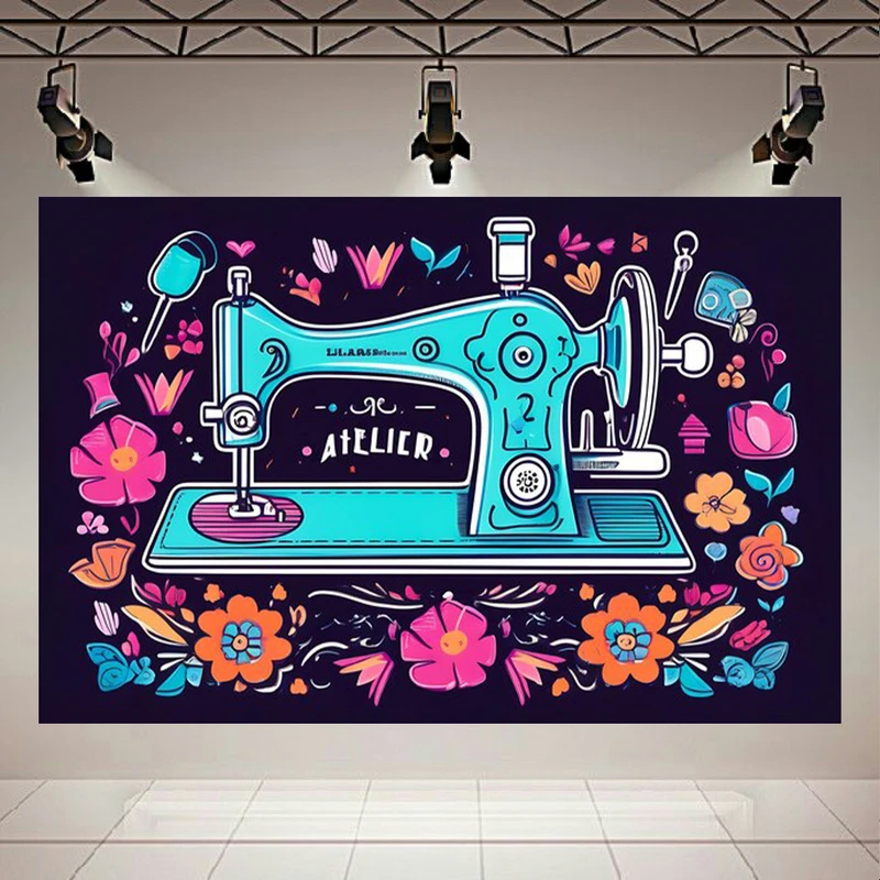  پوستر طرح چرخ خیاطی مدل گل ها کد PD130354