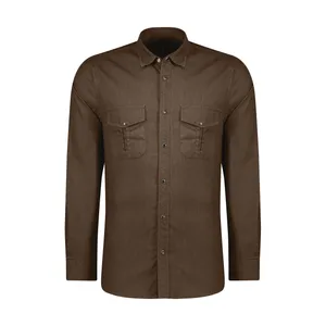 پیراهن آستین بلند مردانه پاتن جامه مدل 102721010222112 رنگ قهوه ای 