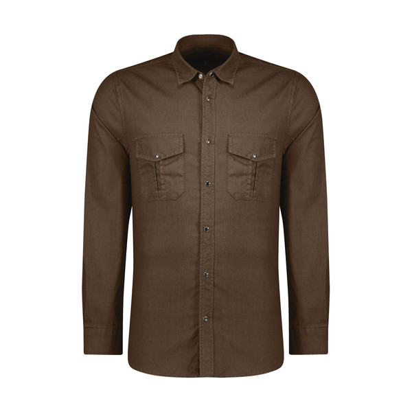 پیراهن آستین بلند مردانه پاتن جامه مدل 102721010222112 رنگ قهوه ای 
