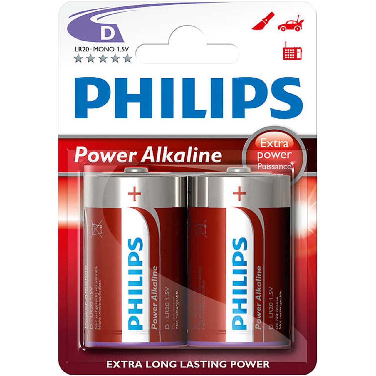 باتری سایز بزرگ فیلیپس Power Alkaline D