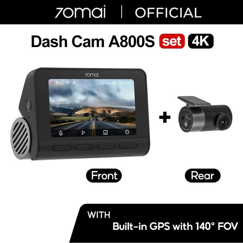 دوربین فیلم برداری خودرو سوِنتی مِی مدل  A800S 4K + Rear Cam Set(RC06) + Hardwire kit