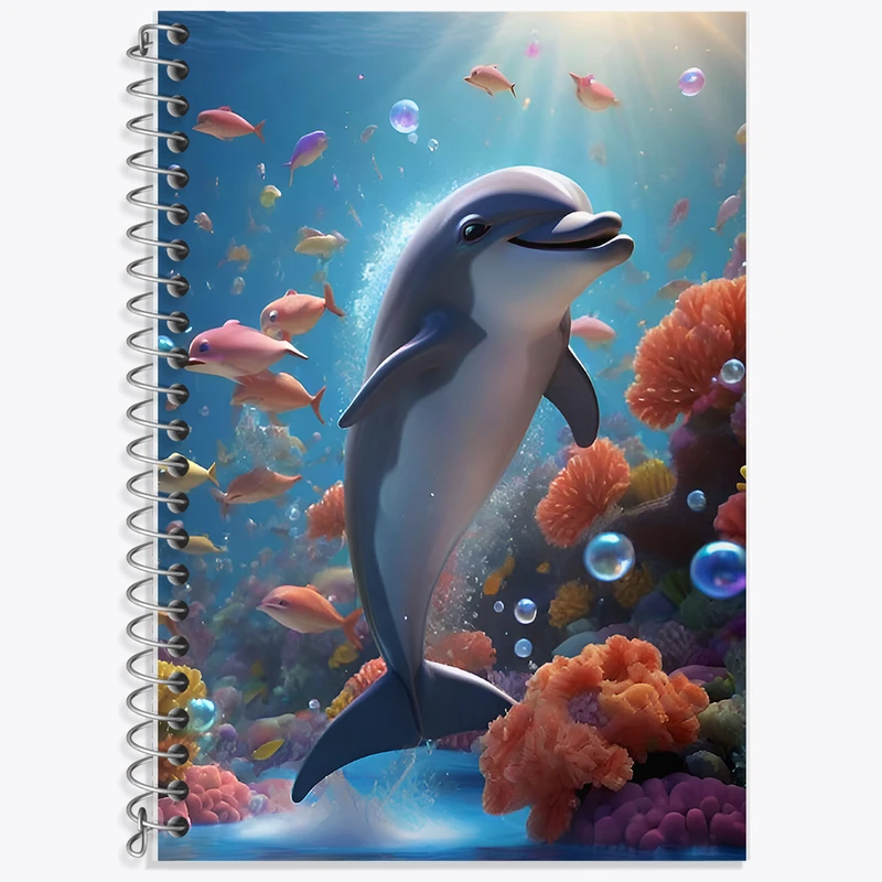 دفتر زبان 50 برگ خندالو مدل سه خط طرح دلفین کد F6526