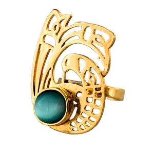 انگشتر زنانه گالری عزیزی طرح پرنده مدل gz99886