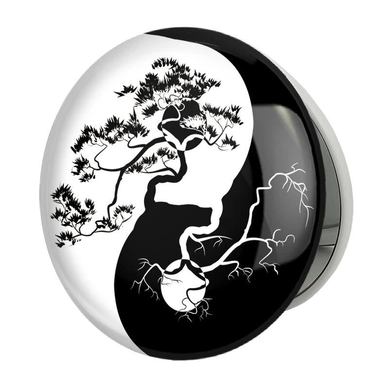 آینه جیبی خندالو طرح یین و یانگ مدل تاشو کد 6223 