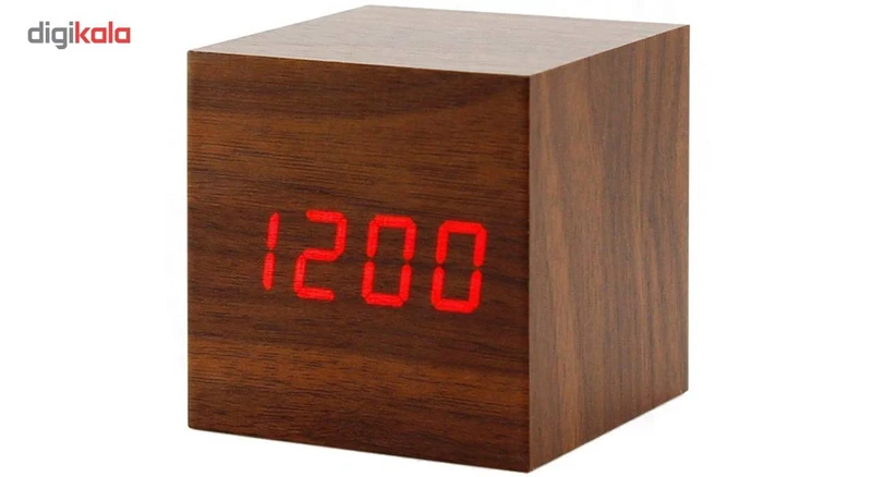 عکس شماره 2 : ساعت رومیزی دیجیتال مدل وودن کلاک مکعبی
