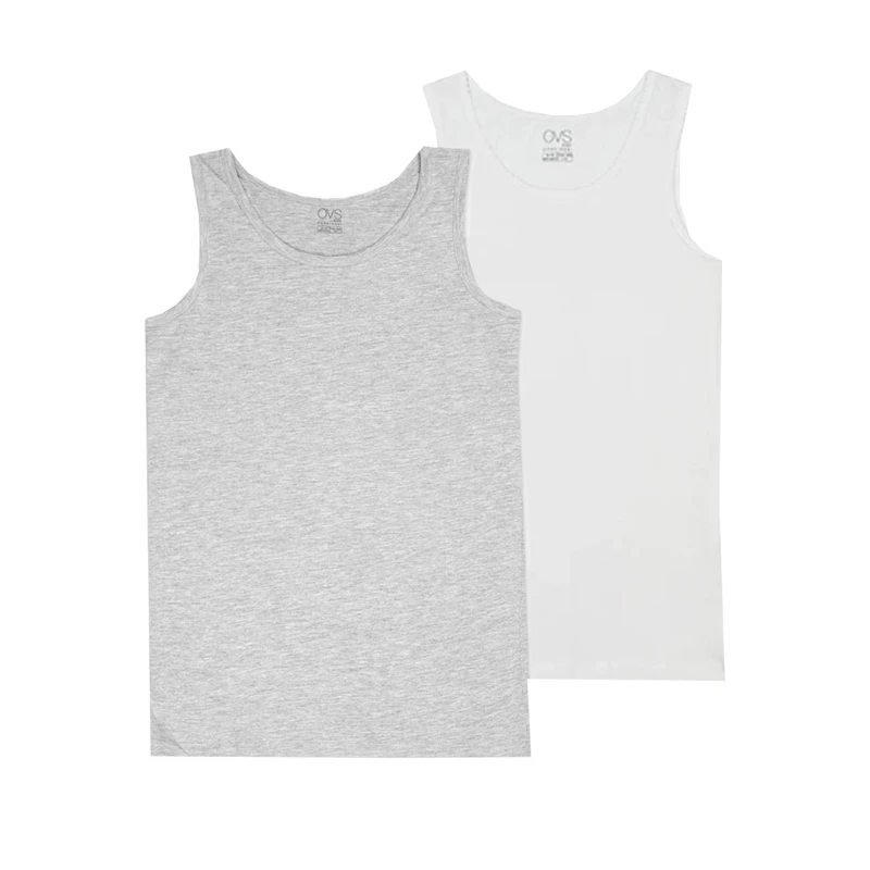 زیرپوش بدون آستین یقه گرد پسرانه او وی اس مدل 20034 مجموعه 2 عددی