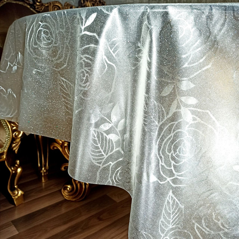 طلق رومیزی  طرح رز فانتزی اکلیلی مدل ژله ای سایز 140×100 سانتی متر