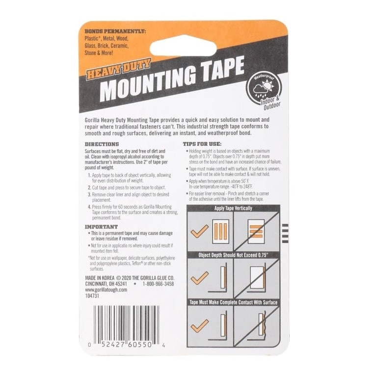 چسب دو طرفه گوریلا مدل 6055002  عرض 25 میلی متر