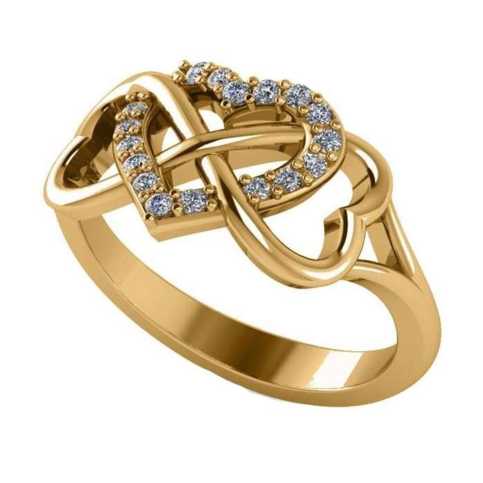  انگشتر طلا 18 عیار زنانه قیراط طرح قلب وبی نهایت کد GH6191