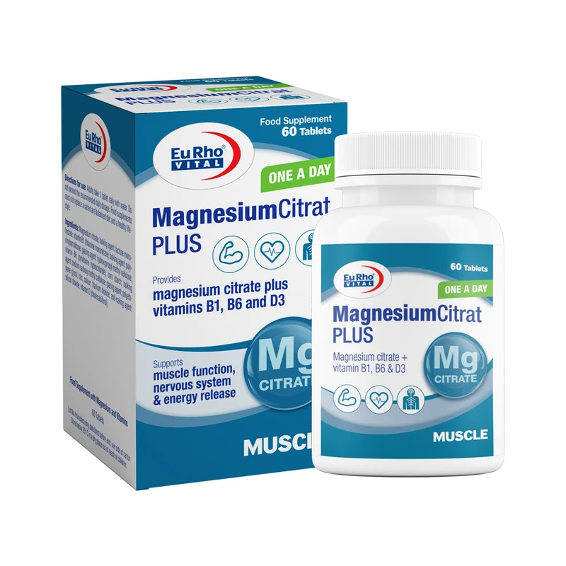 قرص منیزیم سیترات پلاس یوروویتال- 200 میلی گرم بسته 60 عددی