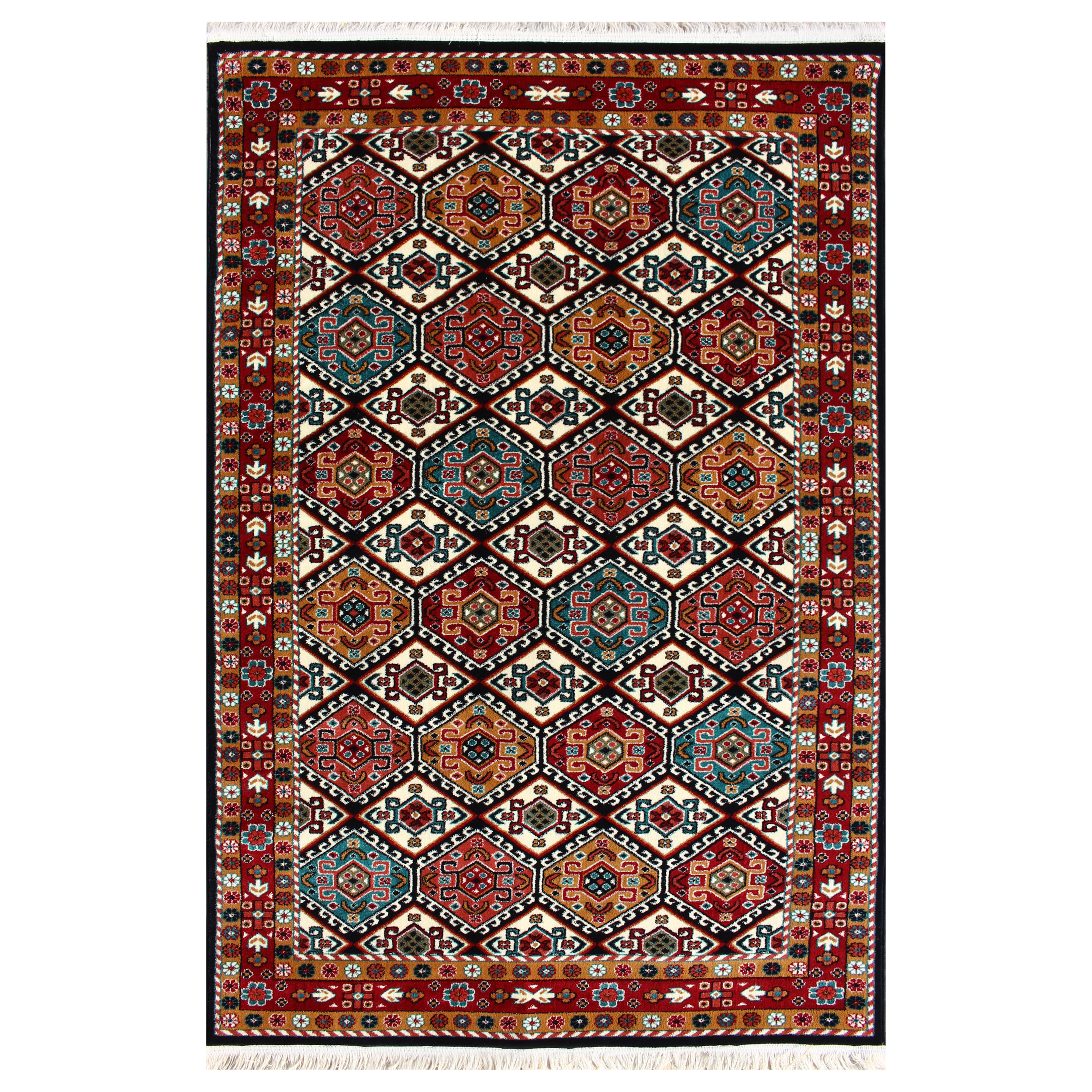 فرش ماشینی نیروانا طرح گبه کد 784 زمینه سورمه ای