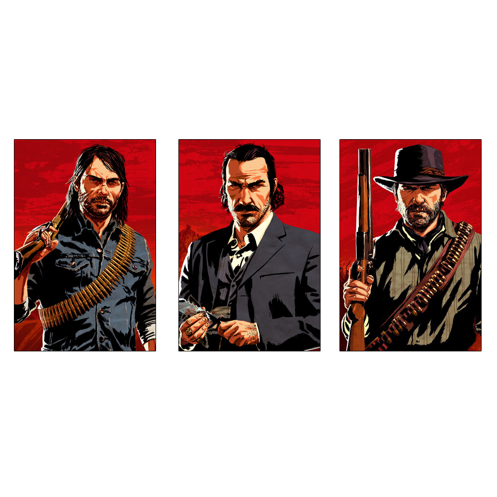 تابلو شاسی طرح بازی Red dead redemption 2 کد AP300 مجموعه سه عددی