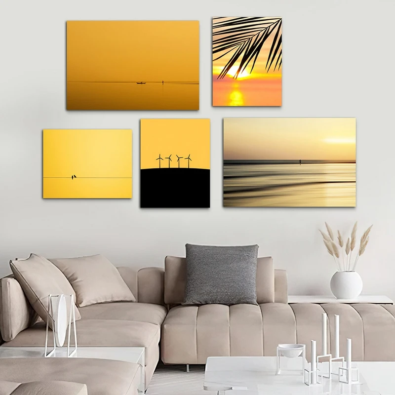 تابلو شاسی بکلیت طرح غروب خورشید مدل SH-1045 مجموعه 5 عددی