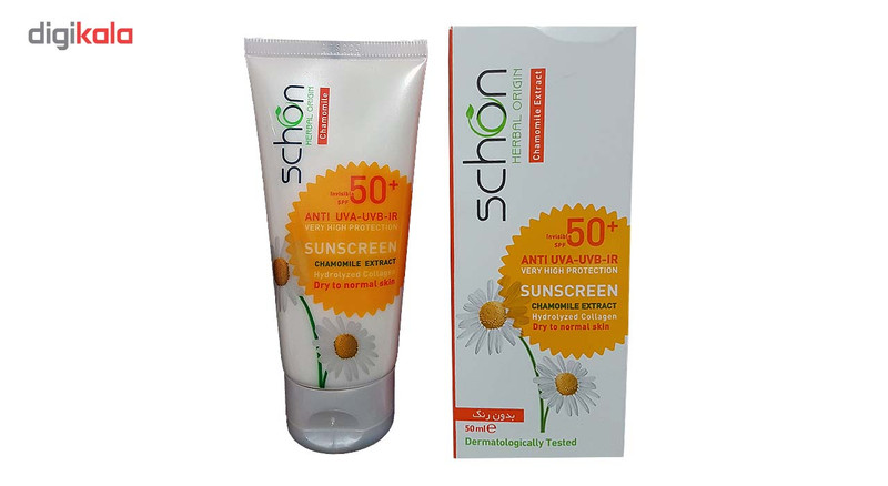 کرم ضد آفتاب بی رنگ شون SPF 50 مدل Herbal Origin مناسب پوست های نرمال و خشک حجم 50 میلی لیتر