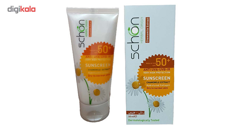کرم ضد آفتاب رنگی شون SPF 50 مدل Chamomile Extract مناسب پوست های خشک حجم 50 میلی لیتر کرم ضد آفتاب رنگی شون SPF 50 مدل Chamomile Extract مناسب پوست های خشک حجم 50 میلی لیتر