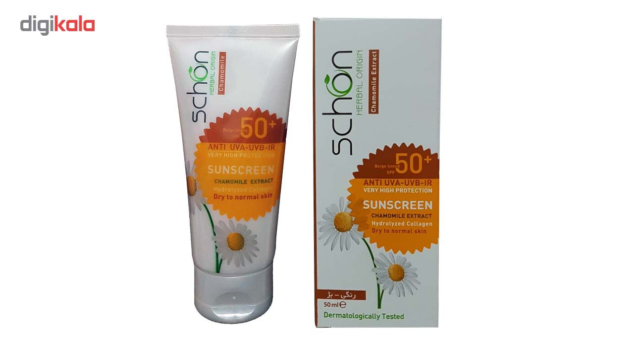 کرم ضد آفتاب رنگی شون SPF 50  مدل Chamomile Extract مناسب پوست های خشک حجم 50 میلی لیتر -  - 2
