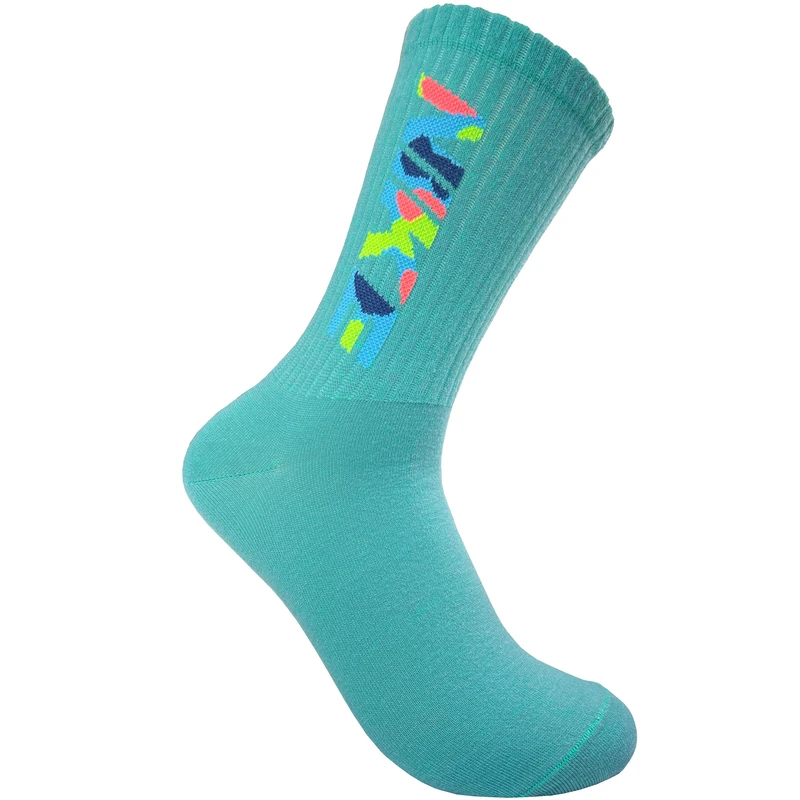 جوراب ورزشی ساق بلند زنانه مدل کش اسپرت Rainbow رنگ فیروزه ای 