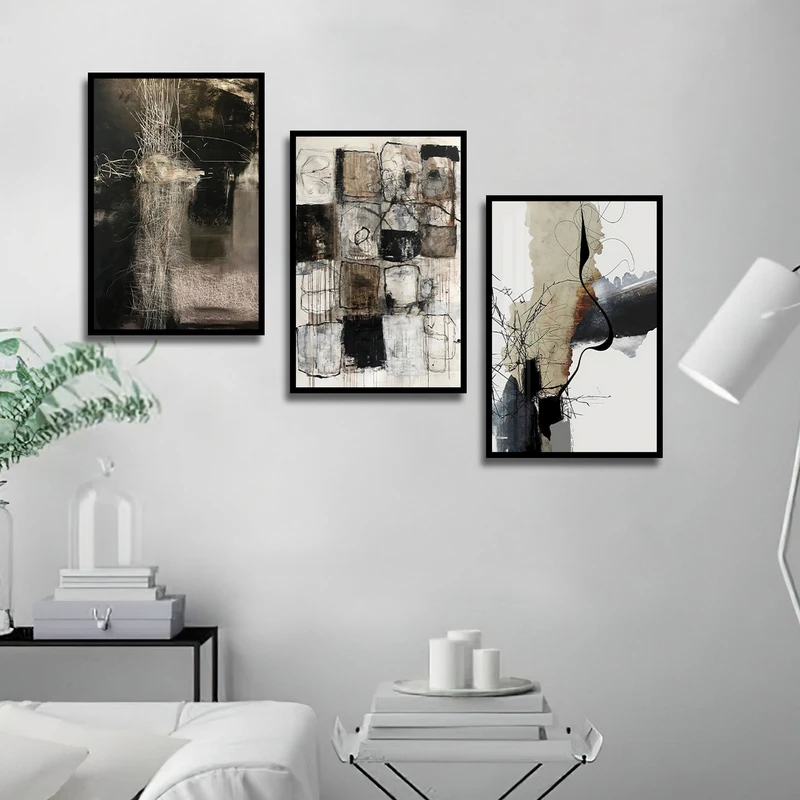 تابلو بکلیت طرح نقاشی مدرن مدل شاین اکلیلی B-1714 مجموعه 3 عددی