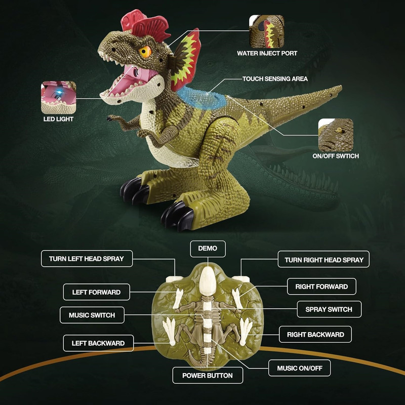 ربات کنترلی مدل دایناسور دودزا طرح Dilophosaurus