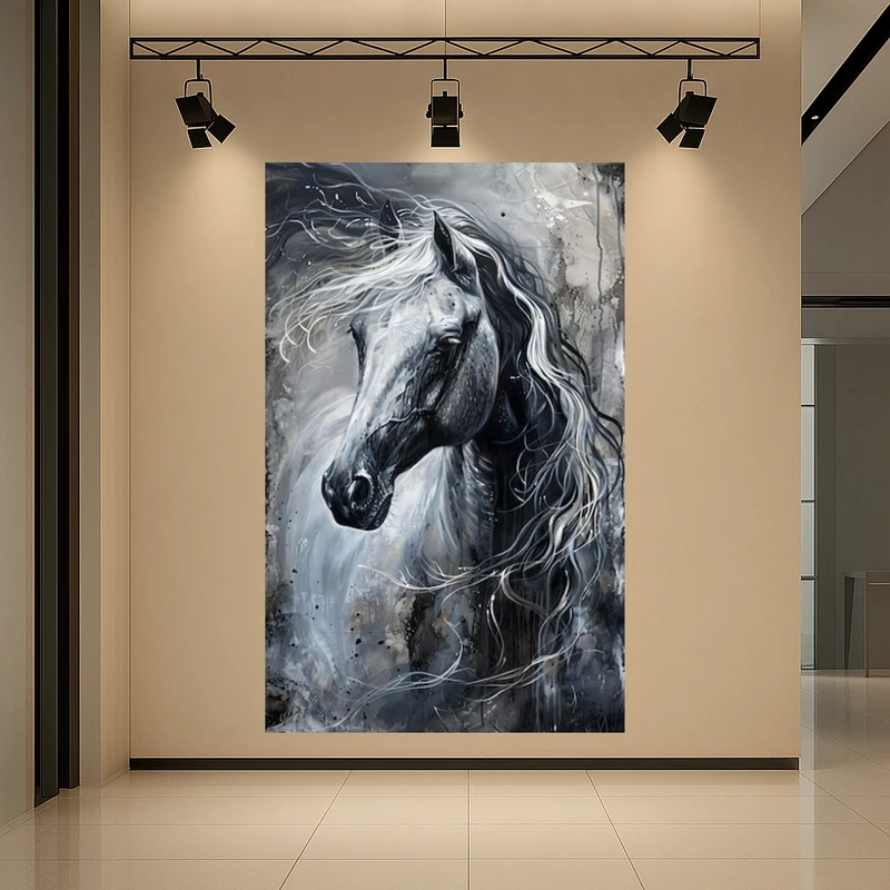 تابلو بوم طرح مخمل نقاشی اسب مدل باشکوه کد AR3059247