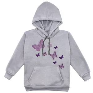 هودی دخترانه مدل پروانه F18 رنگ طوسی