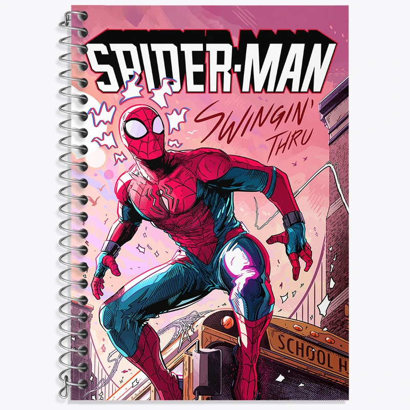 دفتر زبان 50 برگ خندالو مدل دو خط طرح مرد عنکبوتی (Spider Man) کد N4249