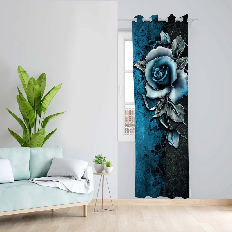 پرده طرح رز مدل مخمل پانچی کد 5534R z سایز 140x200 سانتی متر