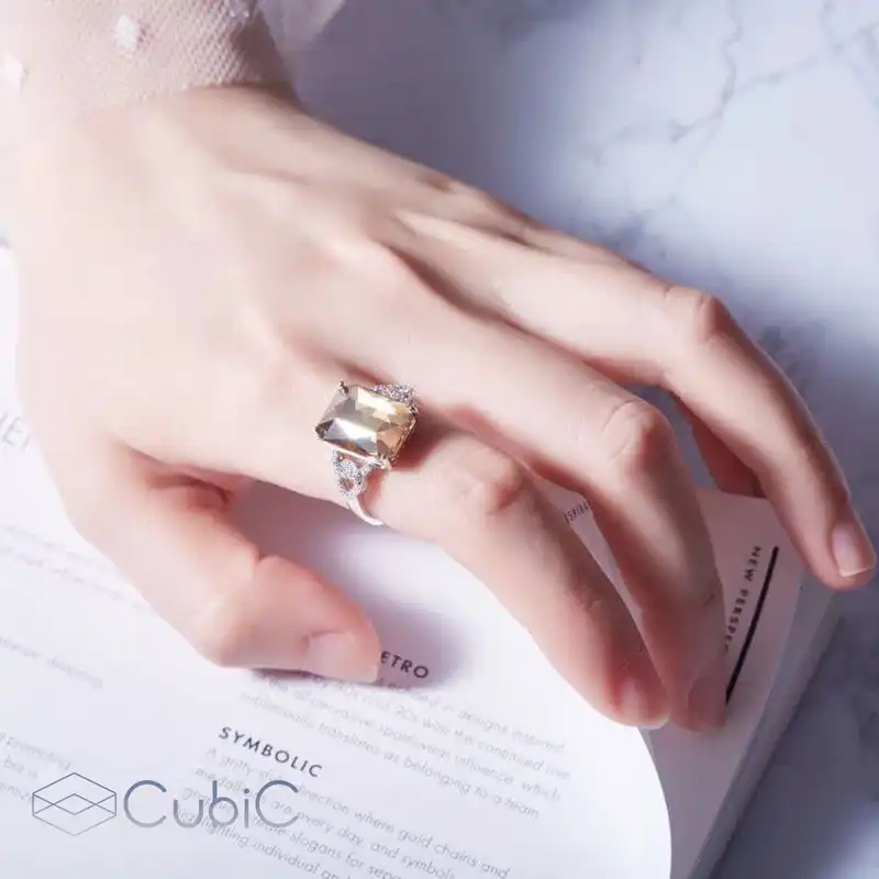 انگشتر نقره زنانه کوبیک مدل QE-6706