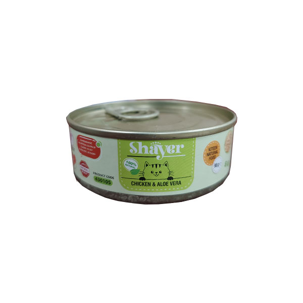 کنسرو غذای بچه گربه شایر مدل مرغ و الوئه ورا وزن 90 گرم