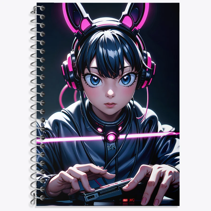 دفتر زبان 50 برگ خندالو مدل دو خط طرح دختر گیمر کد N4934