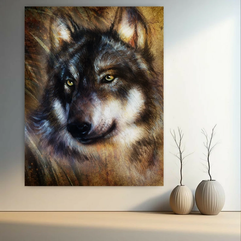  تابلو بوم طرح مخمل گرگ مدل اساطیر کد GR1169