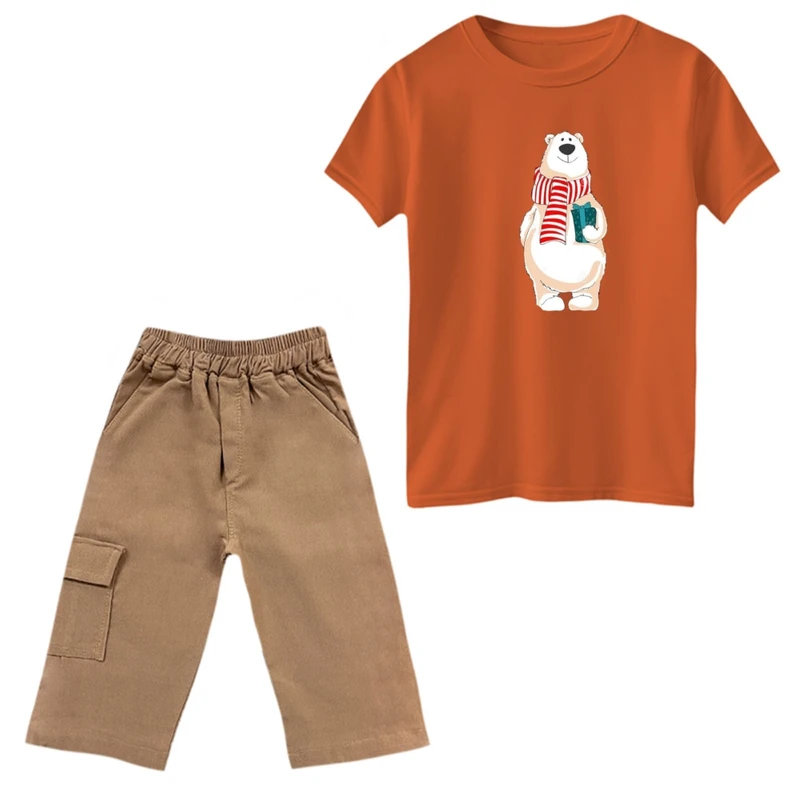 ست تی‌شرت و شلوارک پسرانه مدل خرس بامزه
