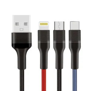 کابل تبدیل USB به microUSB/USB_C/لایتنینگ ارلدام مدل imc067 طول 1متر
