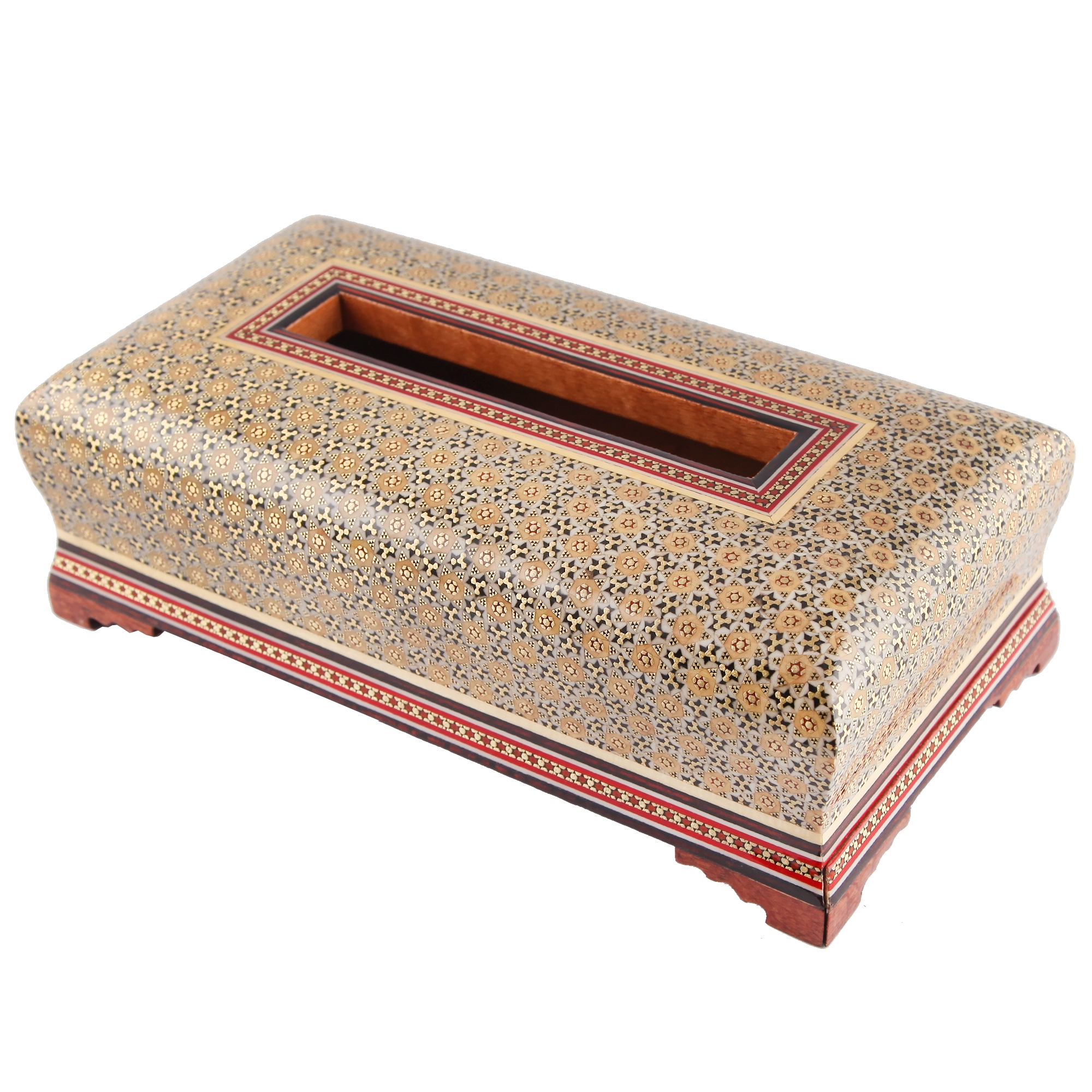 جعبه دستمال کاغذی خاتم کاری اثر خادم ملت کد 306032