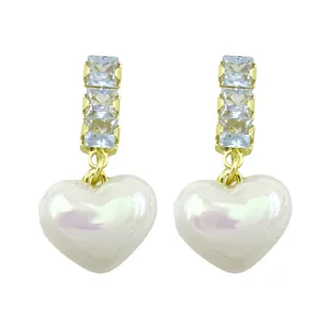 گوشواره زنانه مدل قلب مروارید کد E4588