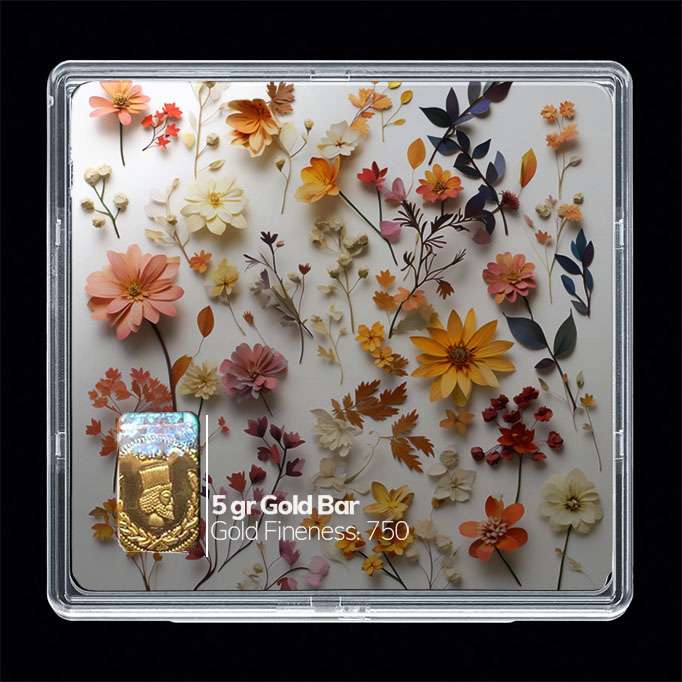 شمش طلا 18 عیار مدوپد مدل گل کد SG10573 شمش طلا 18 عیار مدوپد مدل گل کد SG10573