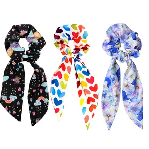 کش مو زنانه دلنار گالری مدل اسکرانچی طرح خرگوشی فیل و قلب و گل بنفشه مجموعه 3 عددی