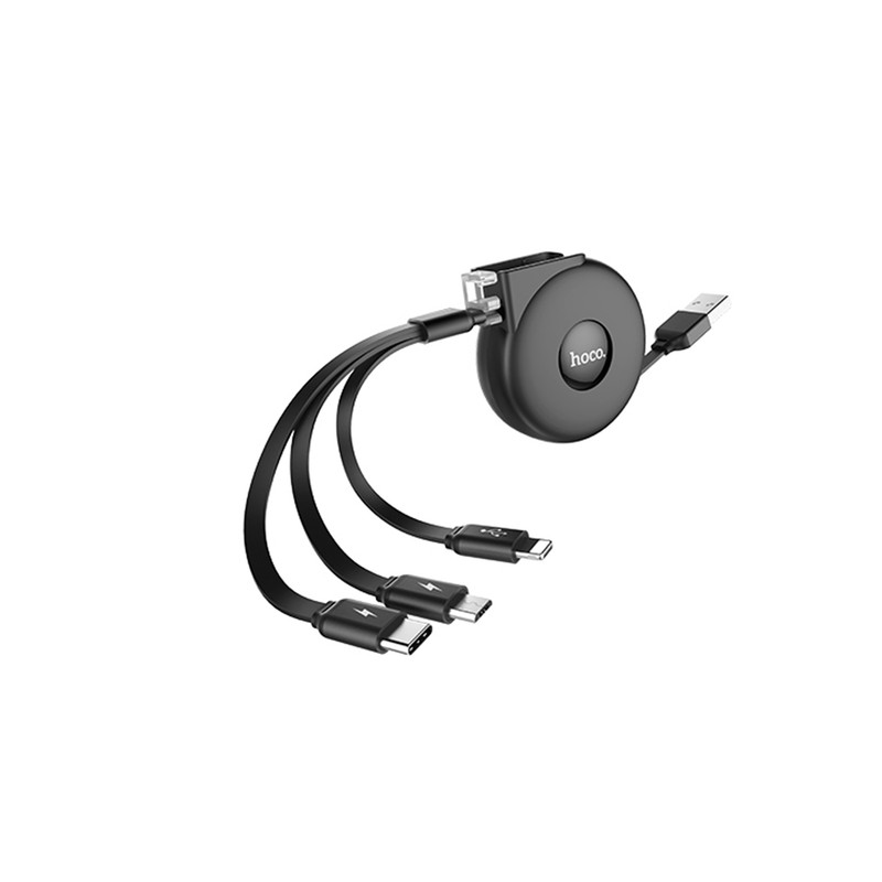 کابل تبدیل USB به لایتنینگ / USB-C / MicroUSB هوکو مدل سه کاره U50 3IN1 طول 1.2 متر