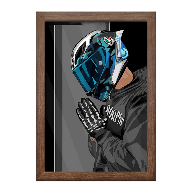 تابلو خندالو طرح پسر و کلاه کاسکت کد F3011