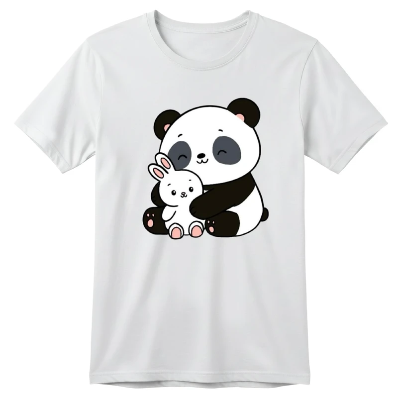 تی‌شرت آستین کوتاه بچگانه مدل پاندا و خرگوش کد v16 