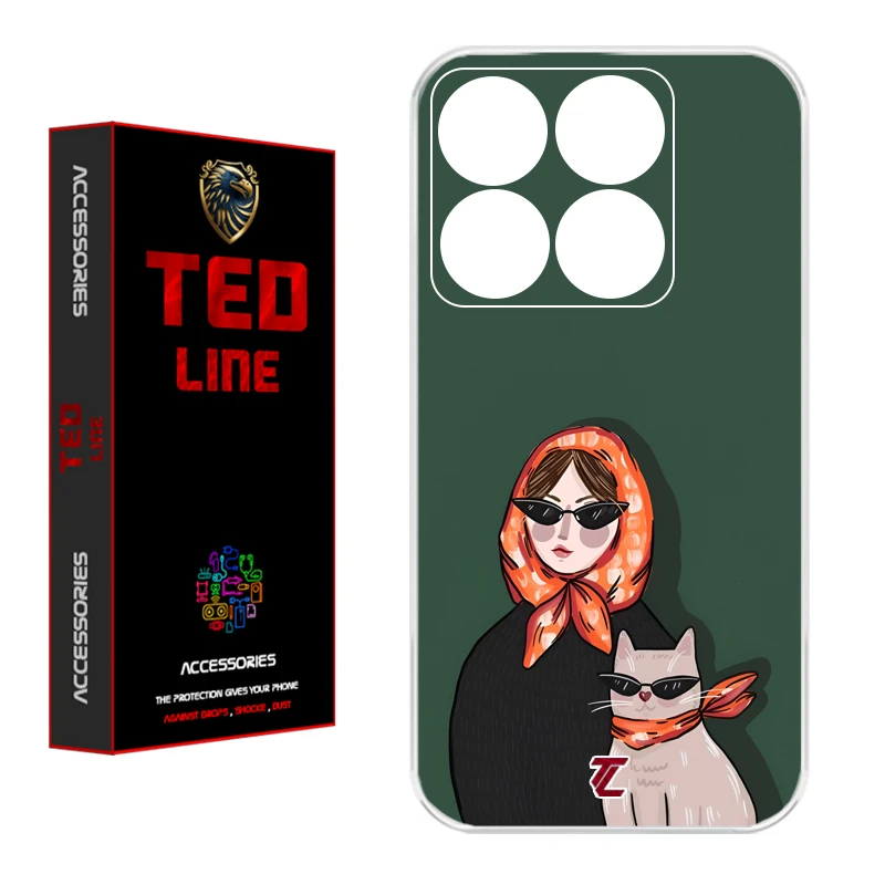 کاور تدلاین طرح دختر و گربه کد 1143 مناسب برای گوشی موبایل شیائومی Mi 14T / 14T Pro